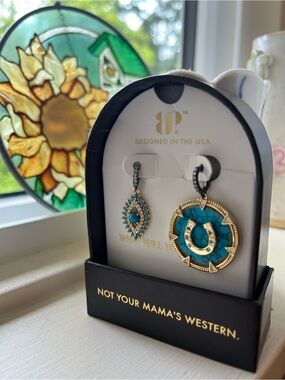 Bomb party outlaw charm set Turquoise and gold